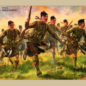 Postcard - A Charge up the Hill - The Cameron Highlanders