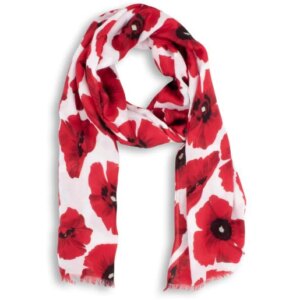White Scarf with Poppies